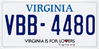 VA license plate VBB4480