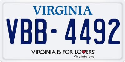 VA license plate VBB4492