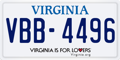 VA license plate VBB4496