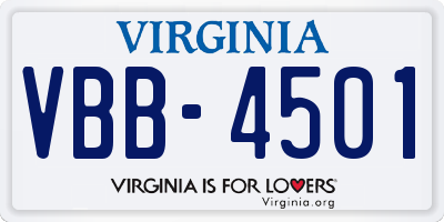 VA license plate VBB4501