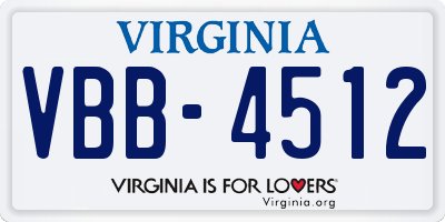 VA license plate VBB4512
