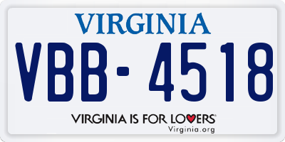 VA license plate VBB4518