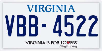 VA license plate VBB4522