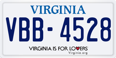 VA license plate VBB4528