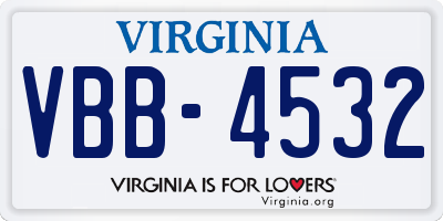 VA license plate VBB4532