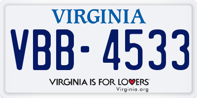 VA license plate VBB4533