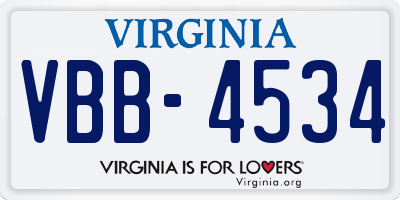 VA license plate VBB4534