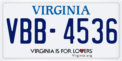 VA license plate VBB4536