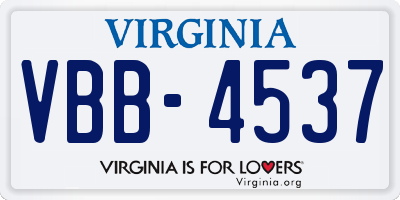 VA license plate VBB4537