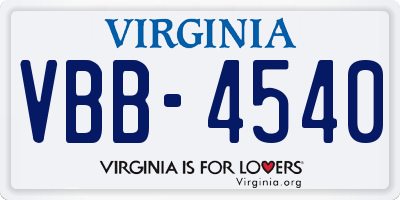 VA license plate VBB4540