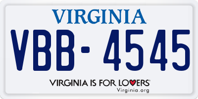 VA license plate VBB4545