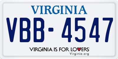 VA license plate VBB4547