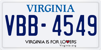 VA license plate VBB4549