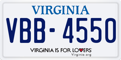 VA license plate VBB4550