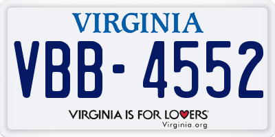 VA license plate VBB4552