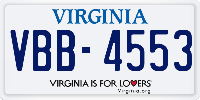 VA license plate VBB4553