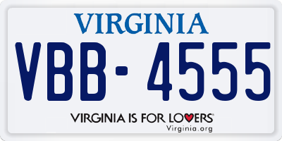 VA license plate VBB4555