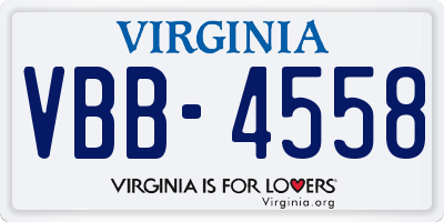 VA license plate VBB4558