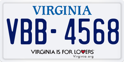 VA license plate VBB4568
