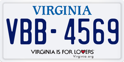 VA license plate VBB4569