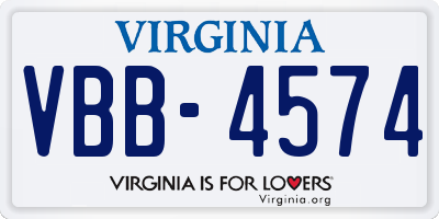 VA license plate VBB4574