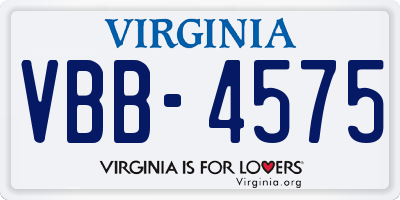 VA license plate VBB4575