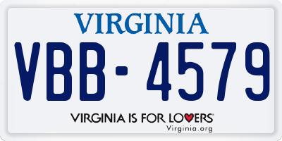 VA license plate VBB4579