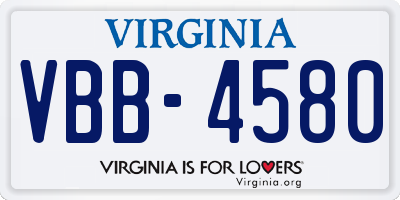 VA license plate VBB4580