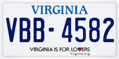 VA license plate VBB4582