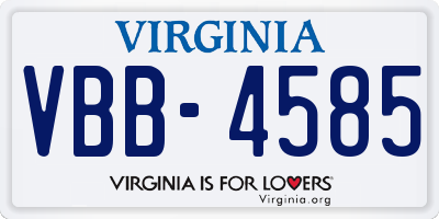 VA license plate VBB4585