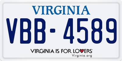 VA license plate VBB4589