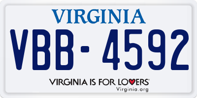 VA license plate VBB4592