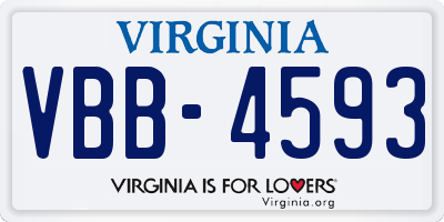 VA license plate VBB4593