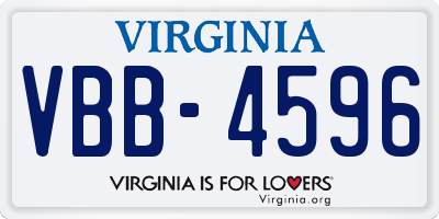 VA license plate VBB4596