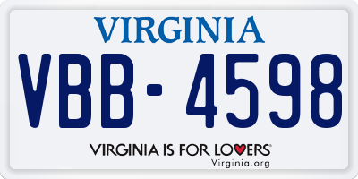 VA license plate VBB4598