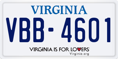 VA license plate VBB4601