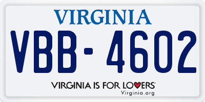 VA license plate VBB4602