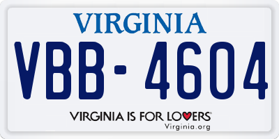 VA license plate VBB4604