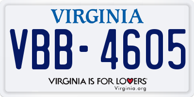 VA license plate VBB4605