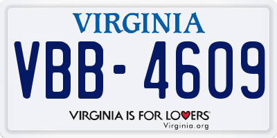 VA license plate VBB4609