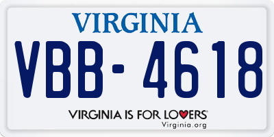 VA license plate VBB4618