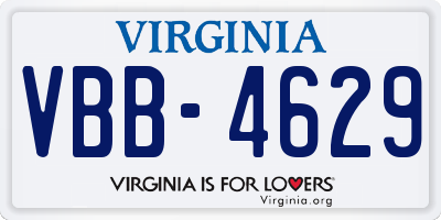 VA license plate VBB4629