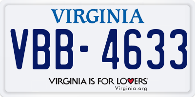 VA license plate VBB4633