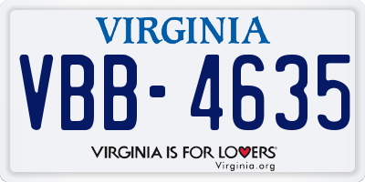 VA license plate VBB4635