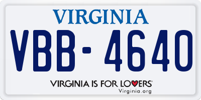 VA license plate VBB4640