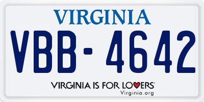 VA license plate VBB4642