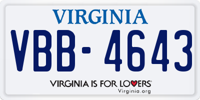 VA license plate VBB4643