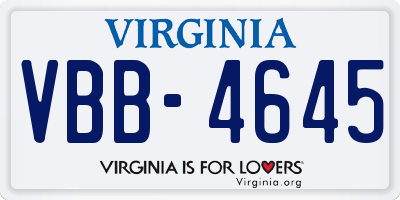 VA license plate VBB4645