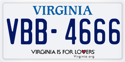 VA license plate VBB4666