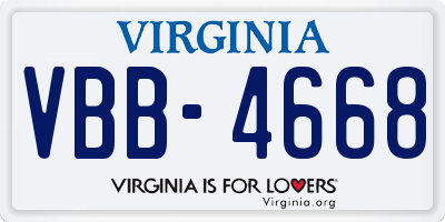 VA license plate VBB4668